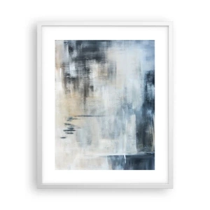 Pôster em moldura branca - Atrás da cortina azul - 40x50 cm