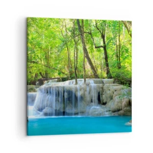 Quadro em tela - Afogar-se na turquesa e vegetação - 50x50 cm