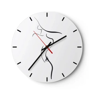 Relógio de parede - Relógio em vidro - Contorno minimalista de um corpo feminino em um fundo branco - 30x30cm - Elusiva como uma onda - Decoração de parede moderna para a sala de estar, cozinha e quarto ARTTOR