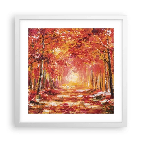 Pôster em moldura branca - Floresta de cobre - 40x40 cm