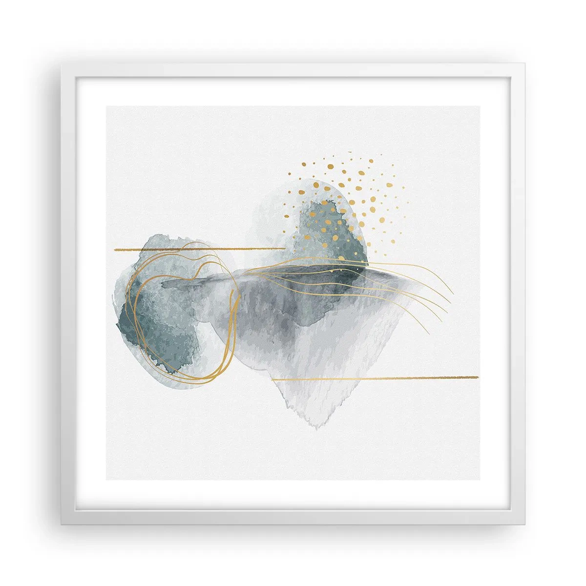 Pôster em moldura branca - Sobre a relação entre o cinza e o dourado - 50x50 cm