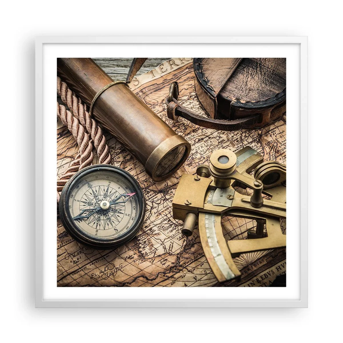 Pôster em moldura branca - Definir um rumo - 60x60 cm