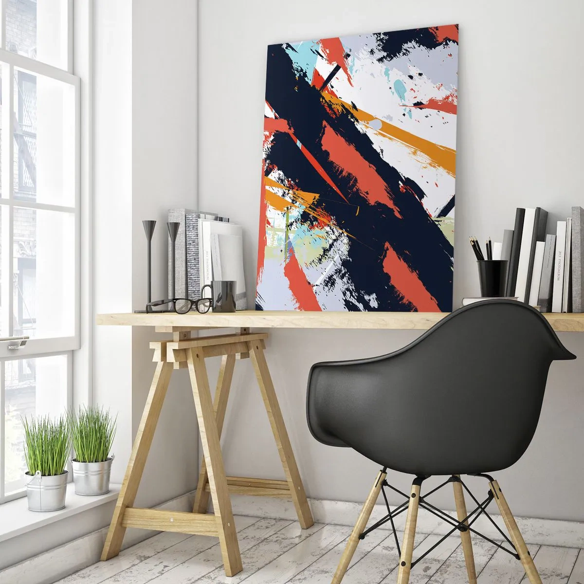 Quadro em vidro - Composição dinâmica - 50x70 cm