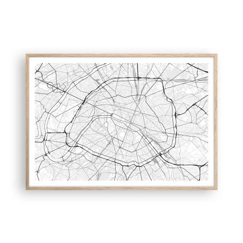 Pôster com moldura de carvalho claro - Flor de Paris - 100x70 cm