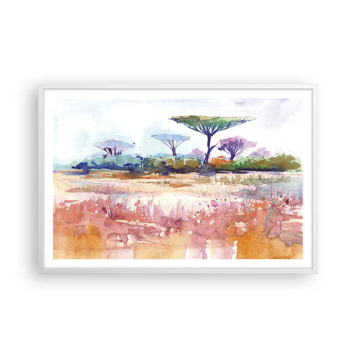 Pôster em moldura branca - Cores da savana - 91x61 cm
