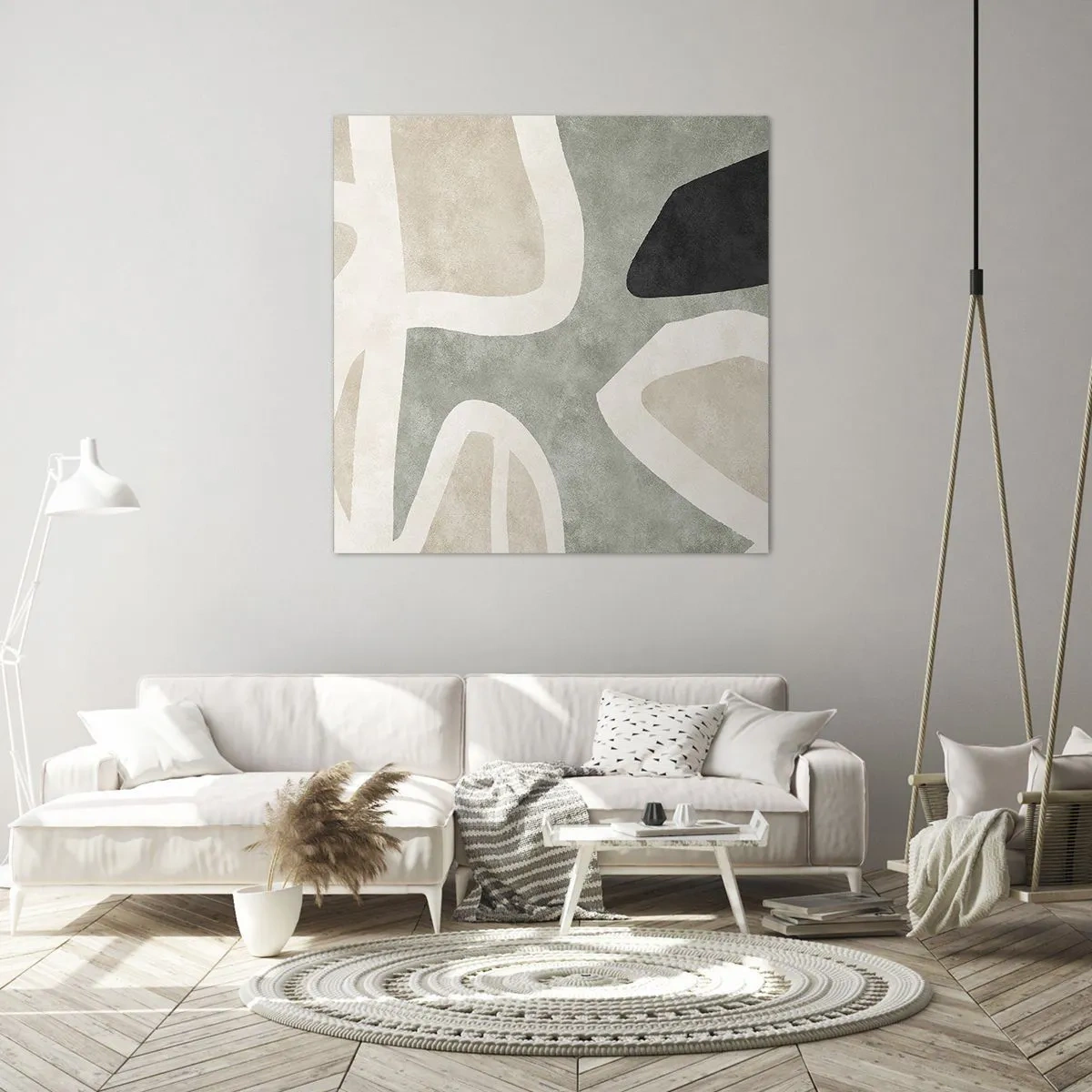 Quadro em tela - Composição com motivo preto - 70x70 cm