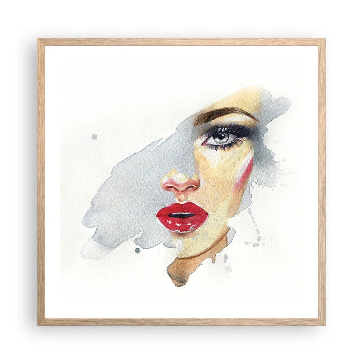 Pôster com moldura de carvalho claro - Reflexão numa gota de água - 60x60 cm
