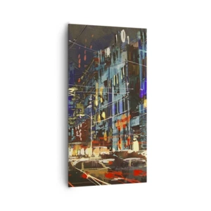 Quadro em tela - O alvoroço da rua à noite - 65x120 cm