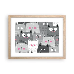 Pôster com moldura de carvalho claro - O mundo dos gatos - 40x30 cm