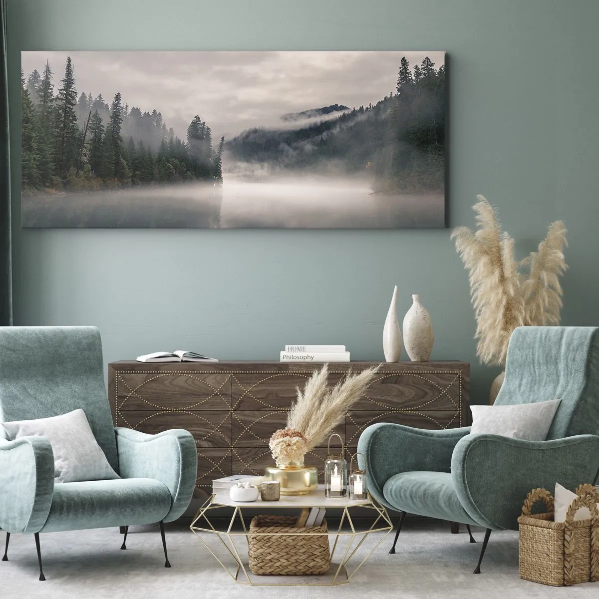 Quadro em tela - Em devaneio, na névoa - 100x40 cm