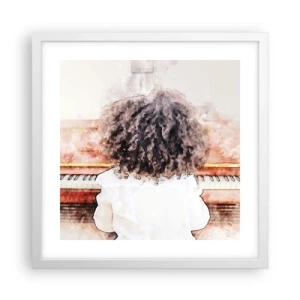 Pôster em moldura branca - Num mundo novo - 40x40 cm