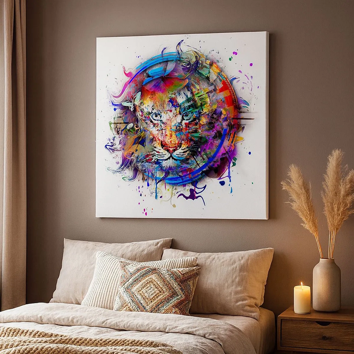 Quadro em tela - À espreita atrás do véu arco-íris - 30x30 cm