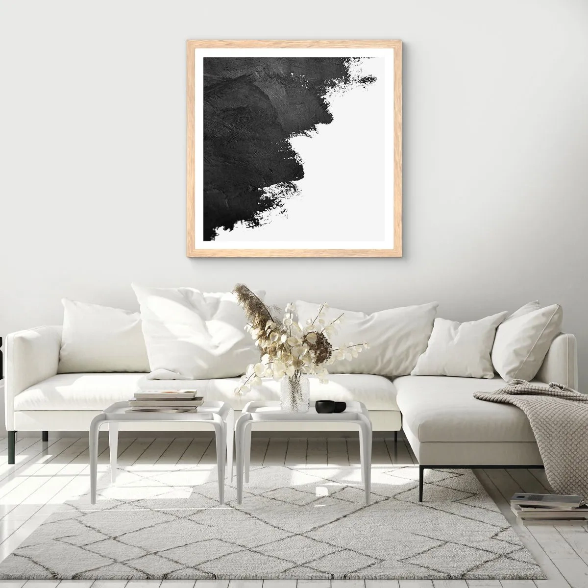 Pôster com moldura de carvalho claro - Elementos: terra - 50x50 cm