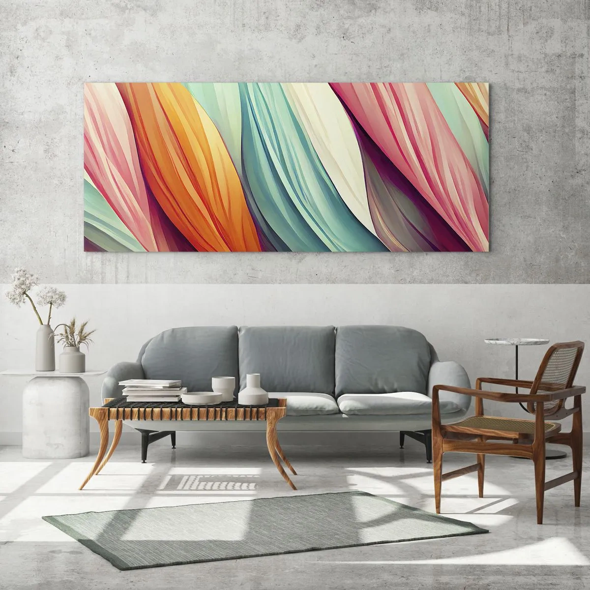 Quadro em vidro - Tecido arco-íris - 160x50 cm
