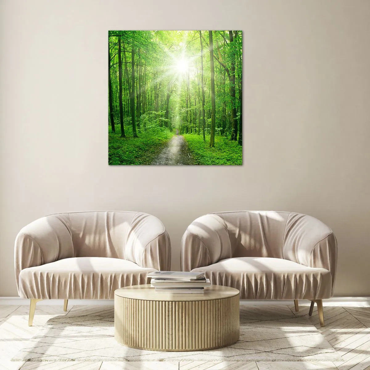 Quadro em vidro - Catedral Verde - 70x70 cm