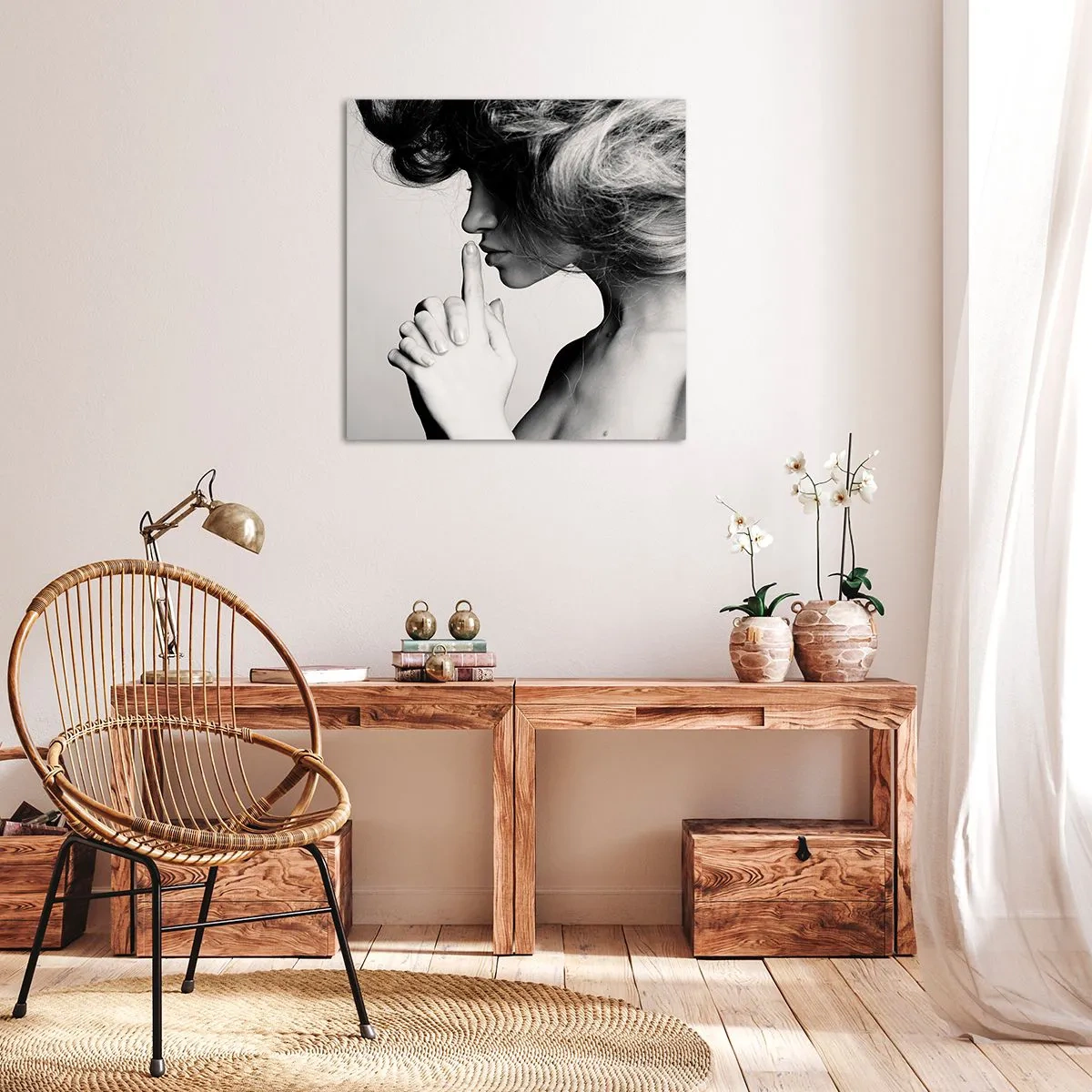 Quadro em tela - Ouvindo-se a si própria - 70x70 cm