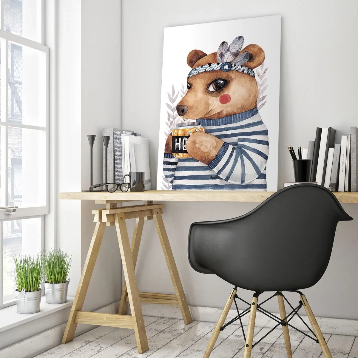 Quadro em vidro - Doce ursa - 80x120 cm