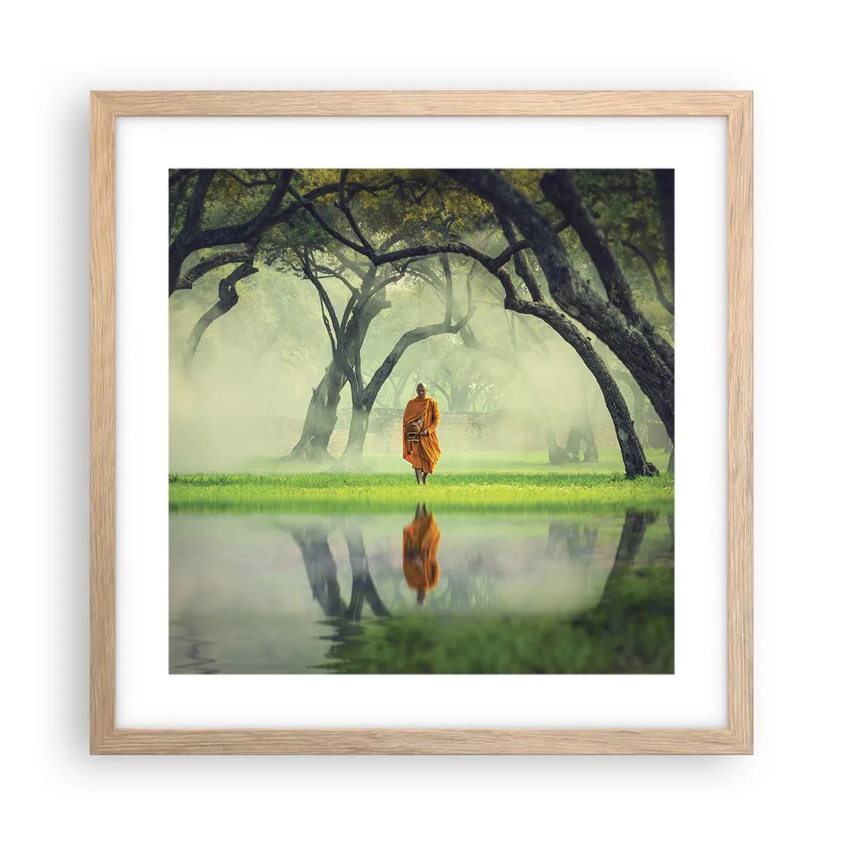 Pôster com moldura de carvalho claro - A caminho da iluminação - 40x40 cm