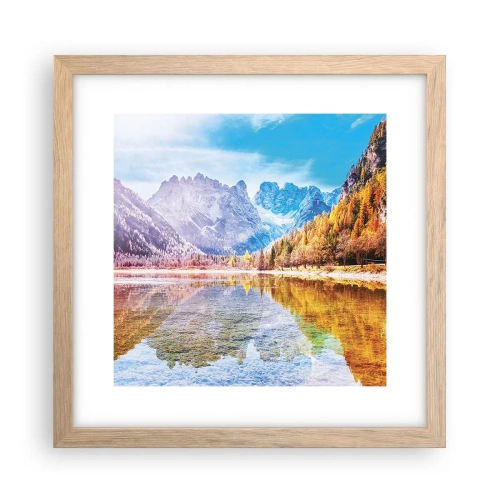 Pôster com moldura de carvalho claro - E nas montanhas é outono - 30x30 cm