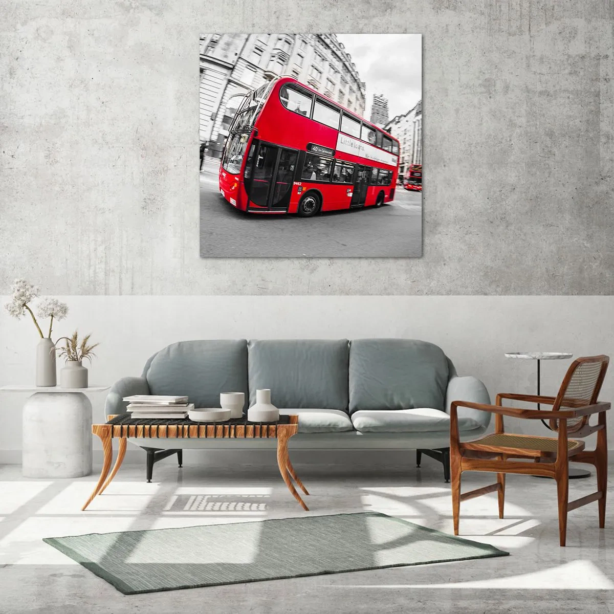 Quadro em vidro - Londres tradicional - de autocarro - 70x70 cm