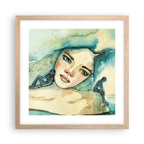 Pôster com moldura de carvalho claro - Am I blue? - 40x40 cm