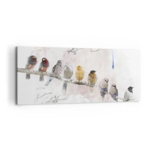 Quadro em tela - Reunião alada - 100x40 cm