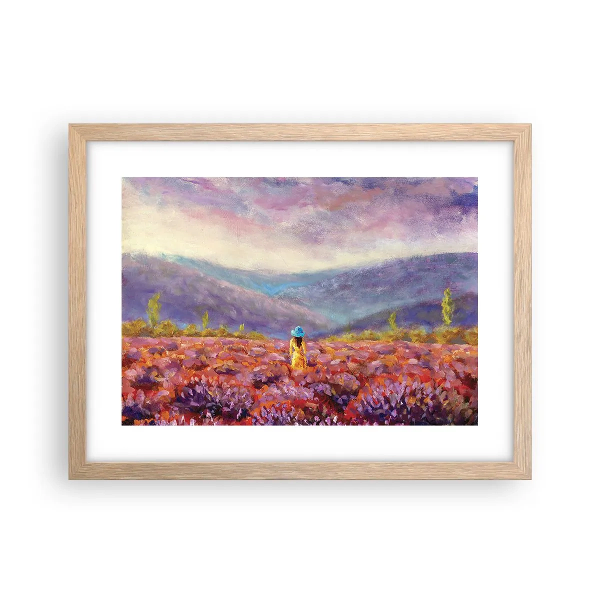 Pôster com moldura de carvalho claro - No mundo da lavanda - 40x30 cm
