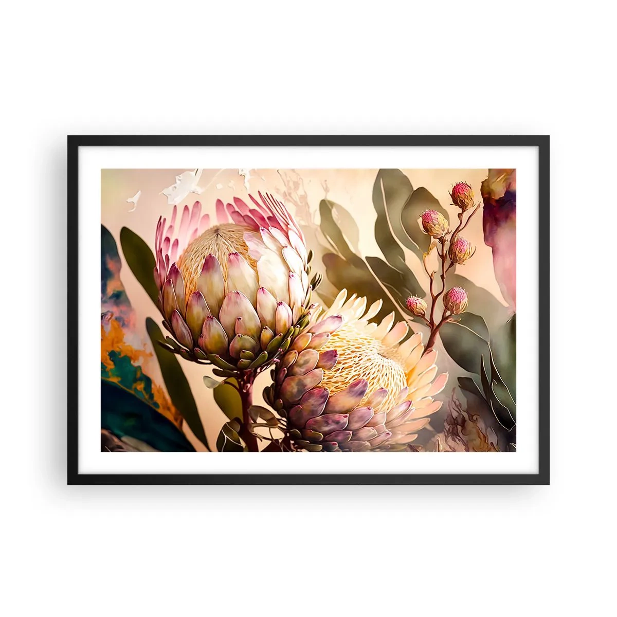 Pôster com moldura preta - Abraçado com ternura - 70x50 cm