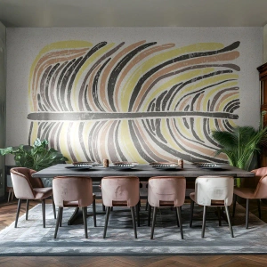 Papel de Parede Premium Canvas - Abstração cheia de vida - Boho, Minimalismo, Pastel - 450x315 cm