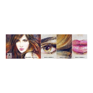 Amostra de papel de parede Premium Sand - O que estás a pensar - Rosto de mulher, Retrato de uma mulher, Cabelo - 100x30 cm