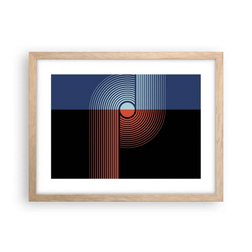 Pôster com moldura de carvalho claro - Num abraço geométrico - 40x30 cm