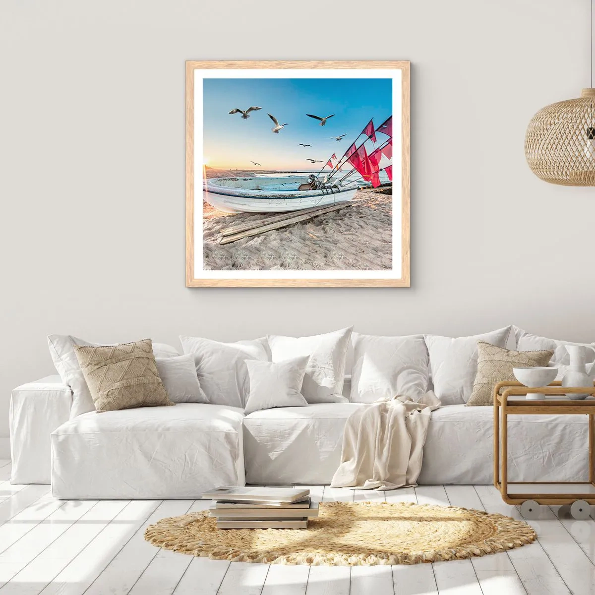 Pôster com moldura de carvalho claro - Um merecido descanso - 40x40 cm