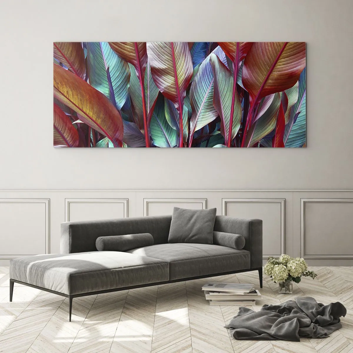 Quadro em vidro - Um matagal colorido - 160x50 cm