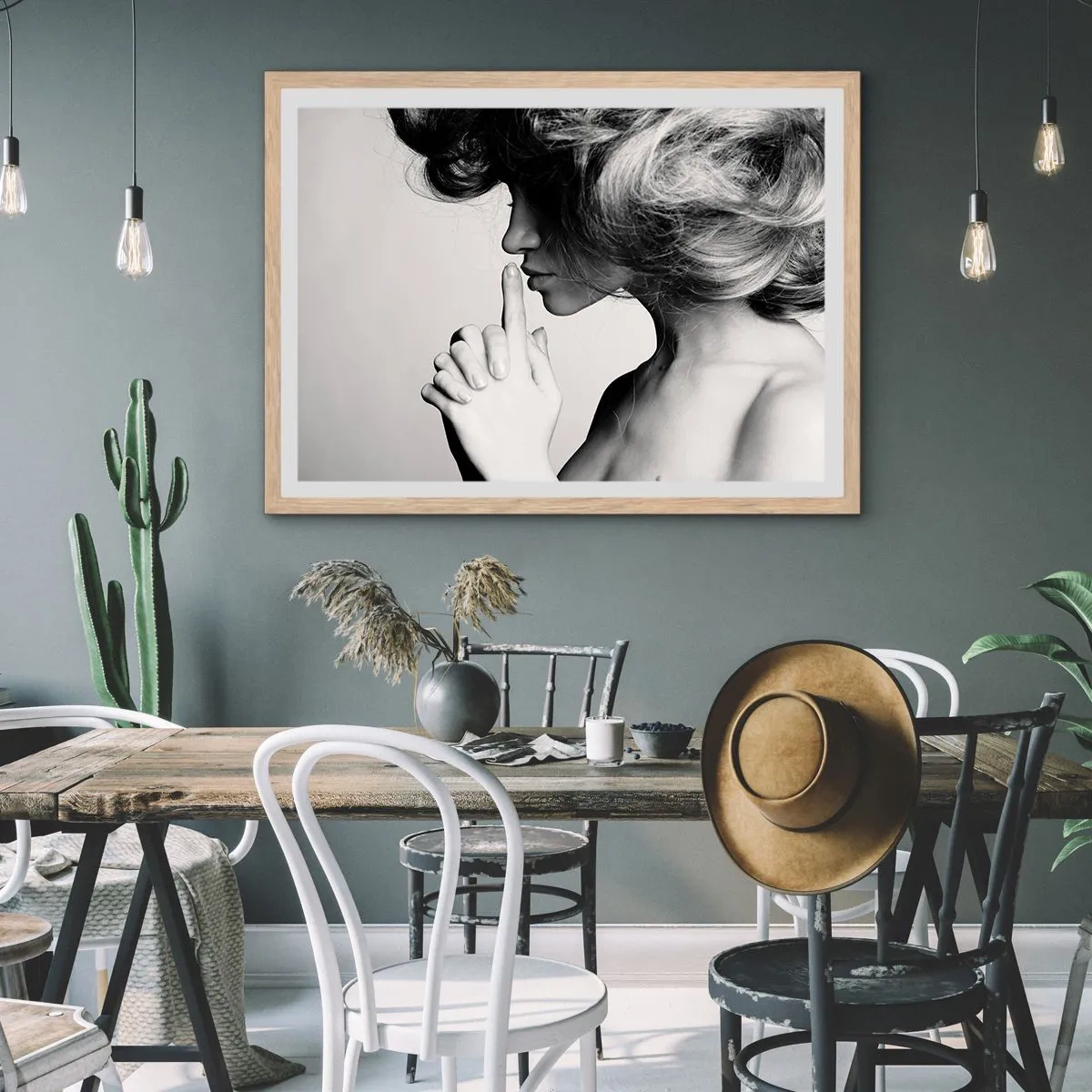 Pôster com moldura de carvalho claro - Ouvindo-se a si própria - 50x40 cm