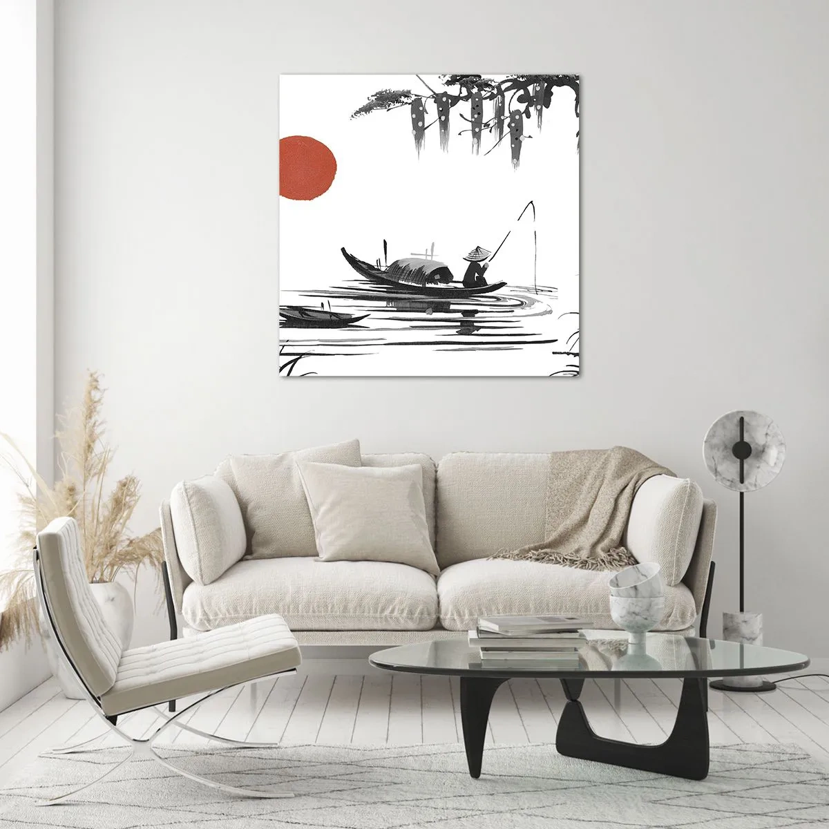 Quadro em vidro - Tarde asiática - 50x50 cm