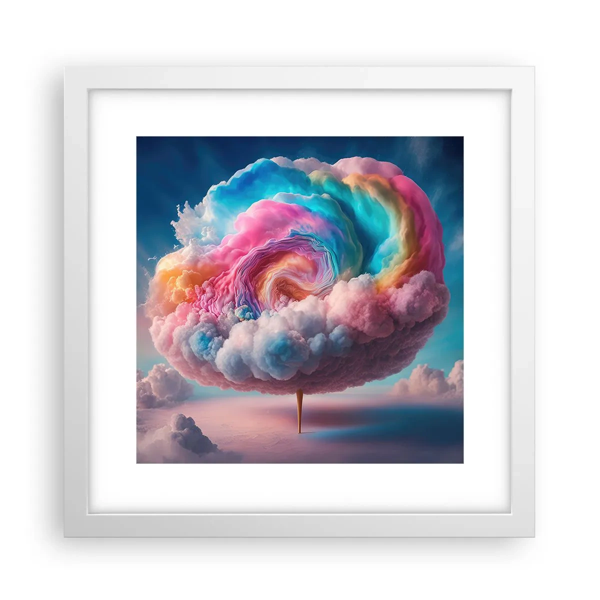 Pôster em moldura branca - O sonho de um parque de diversões - 30x30 cm