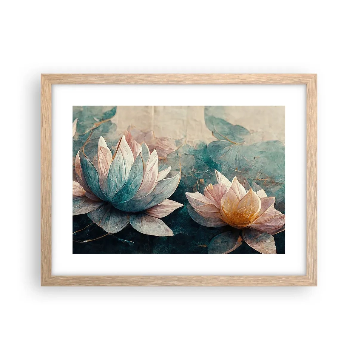 Pôster com moldura de carvalho claro - Estrelas do lago - 40x30 cm