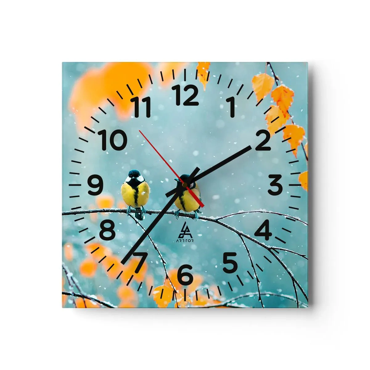 Relógio de parede - Relógio em vidro - Fofoca de pássaros - 30x30 cm