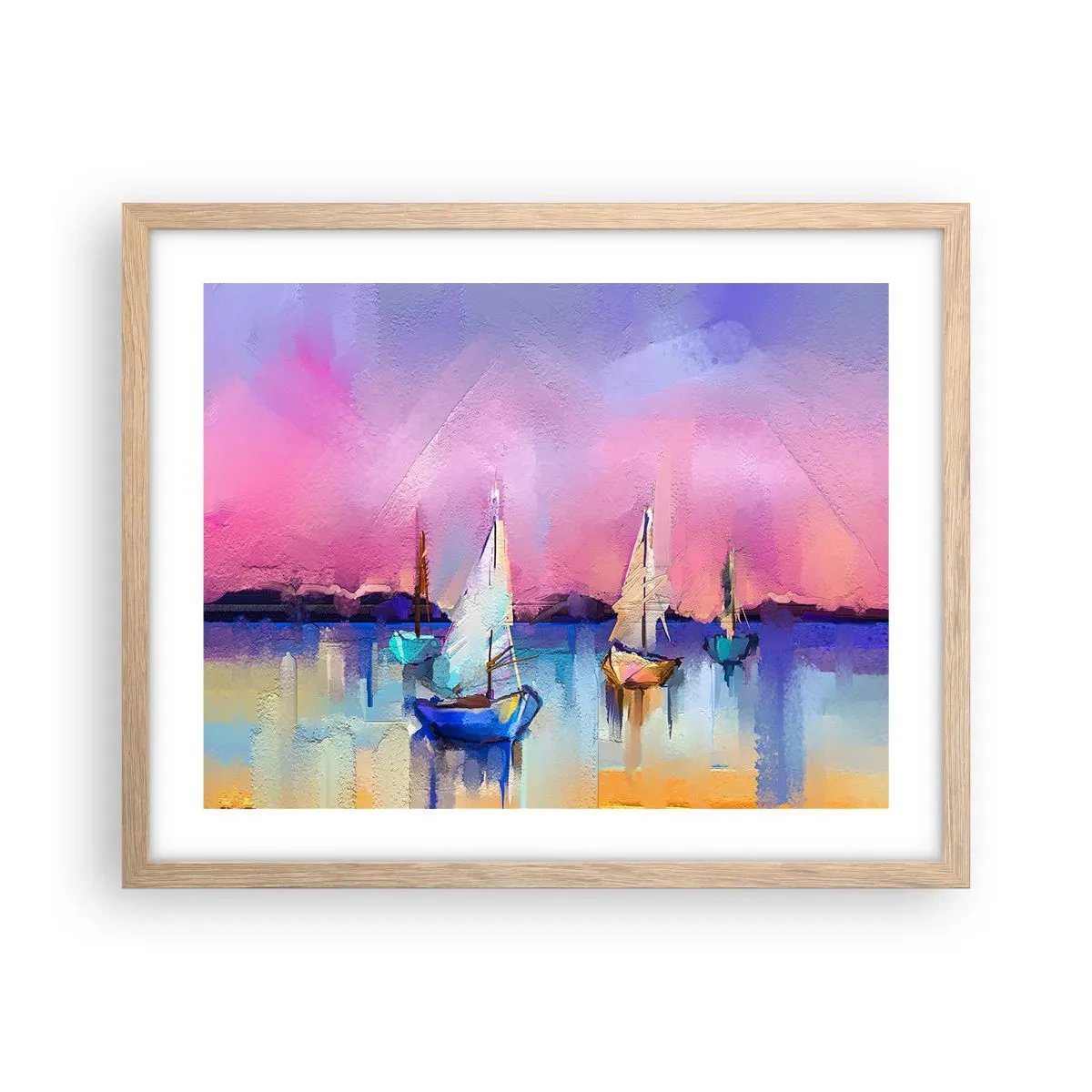 Pôster com moldura de carvalho claro - Direção: águas largas - 50x40 cm