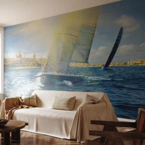 Papel de Parede Autocolante Deluxe Sticker - É hora de deixar a cidade - Cidade, Mar, Iate - 200x140 cm