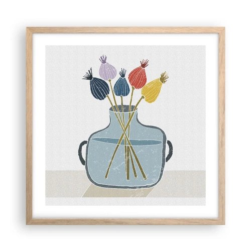 Pôster com moldura de carvalho claro - Como semeou a papoula - 50x50 cm