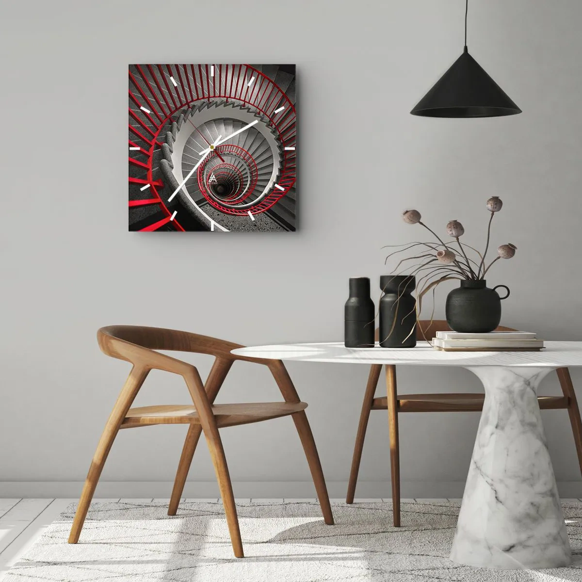 Relógio de parede - Relógio em vidro - Diversão de arquitetura - 40x40 cm