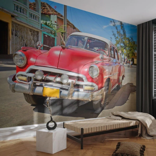 Papel de Parede Autocolante Deluxe Sticker - Apenas em Cuba - Automotivo, Carro antigo, Arquitetura - 100x70 cm