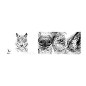 Amostra de Papel de Parede Standard Eco - Um líder nato - Lobo, Esboço, escandinavo - 100x30 cm