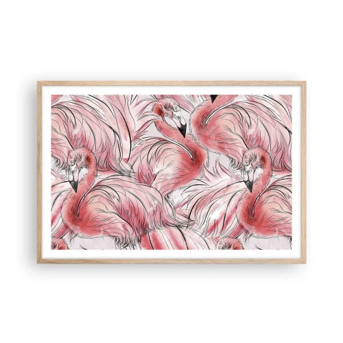 Pôster com moldura de carvalho claro - Bird corps de ballet - 91x61 cm