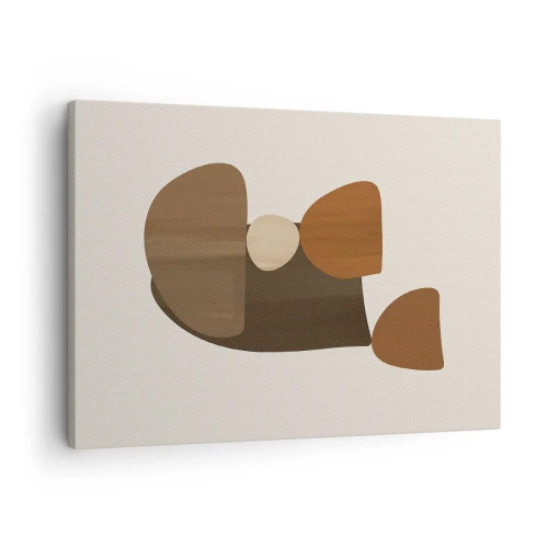 Quadro em tela - Composição abstrata em tons de marrom e bege - 70x50cm - Composição em bronze - Decoração de parede moderna para a sala de estar e quarto ARTTOR