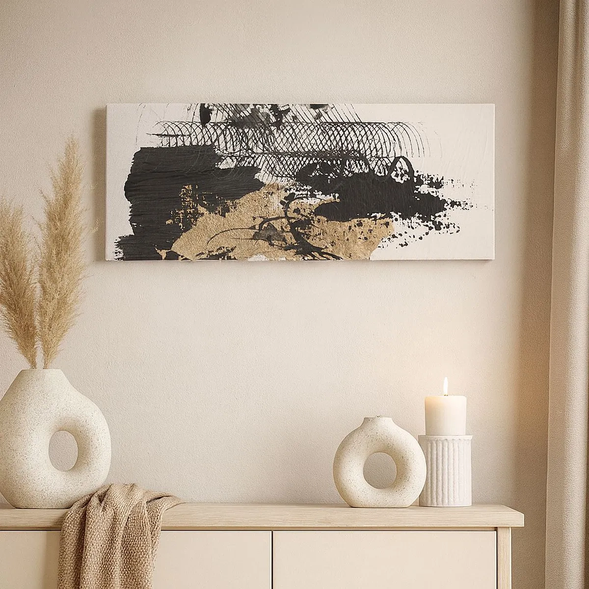 Quadro em tela - Composição com paixão - 100x40 cm