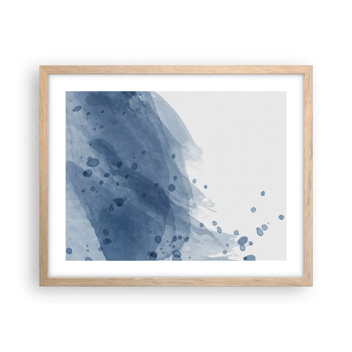 Pôster com moldura de carvalho claro - Tule azul - 50x40 cm