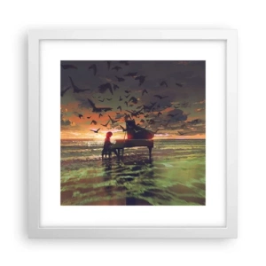 Pôster em moldura branca - Um concerto de piano e ondas - 30x30 cm