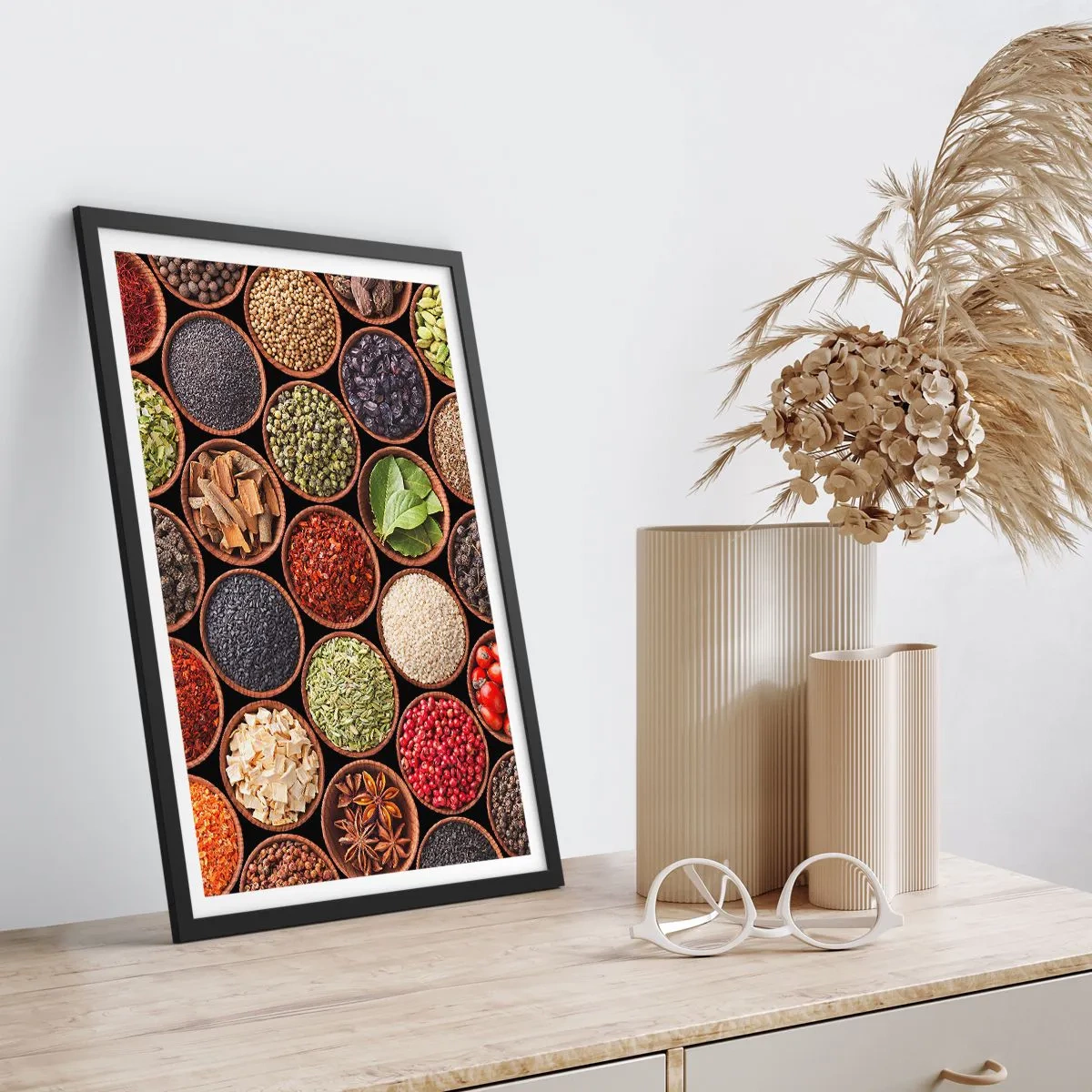 Pôster com moldura preta - Todos os sabores do mundo - 70x100 cm